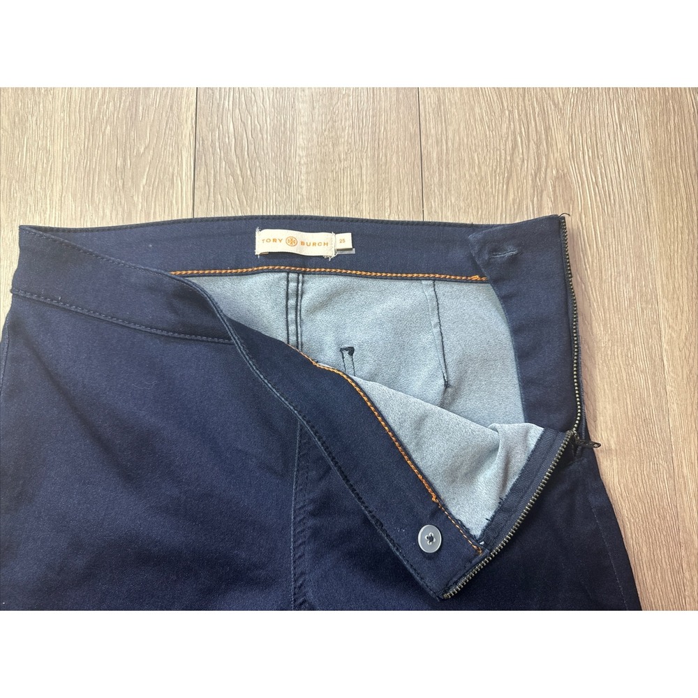 Tory Burch Jeans Womens 25‎ Blue Side Zip Skinny Fit Measures 28x30 Stretch